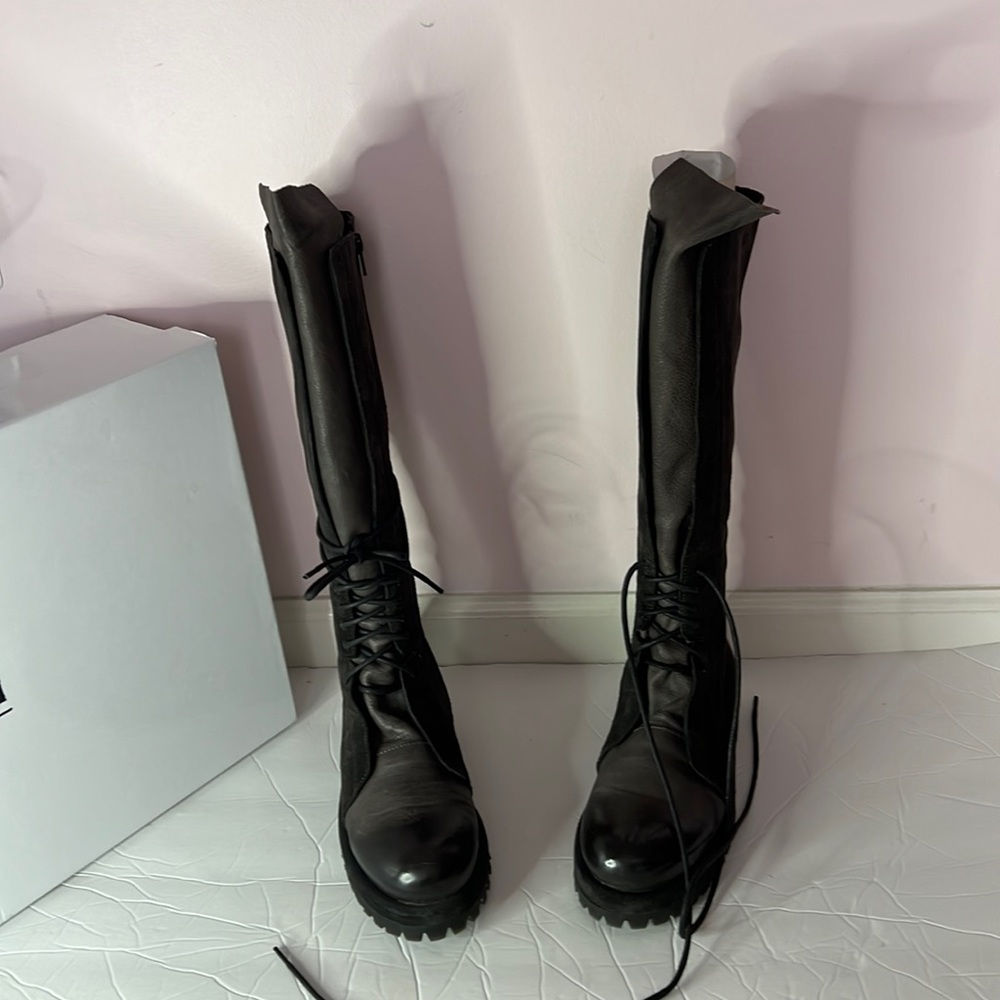 Sleek Black Lace-Up Combat Boots